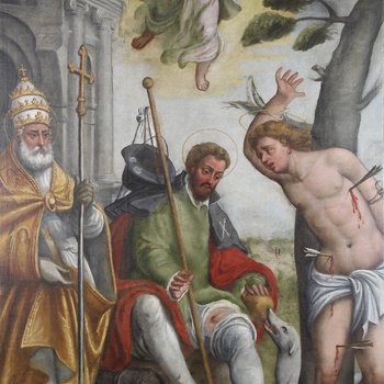 Restauro della pala di san rocco, opera di giacomo secante del 1576