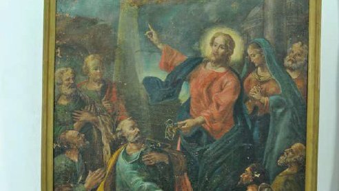 Restauro della tela raffigurante 'la consegna delle chiavi'