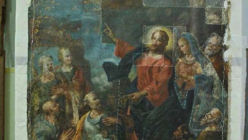 Restauro della tela raffigurante 'la consegna delle chiavi'