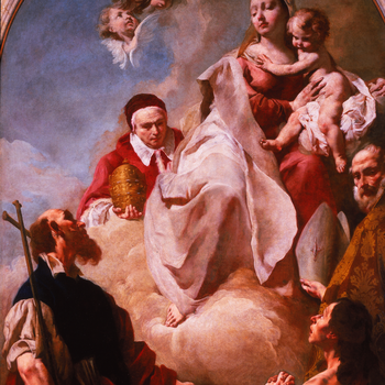 Restauro della pala d'altare maggiore raffigurante la Madonna col Bambino in gloria e santi di Gian Battista Piazzetta
