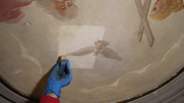 Restauro dell'affresco della navata con la Gloria di San Leonardo