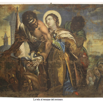 Restaurato il dipinto su tela raffigurante 'Il martirio di Santa Giustina' di Palmanova