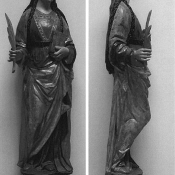 Restauro di due sculture lignee policrome raffiguranti sante vergini martiri