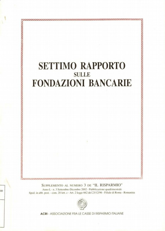 FB - Settimo Rapporto sulle Fondazioni Bancarie