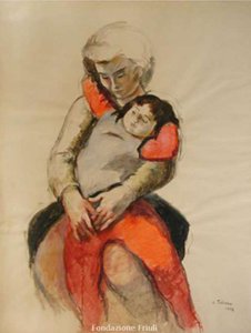 Madre e bambina con calze rosse