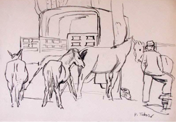 Figura con cavalli e carrozzone