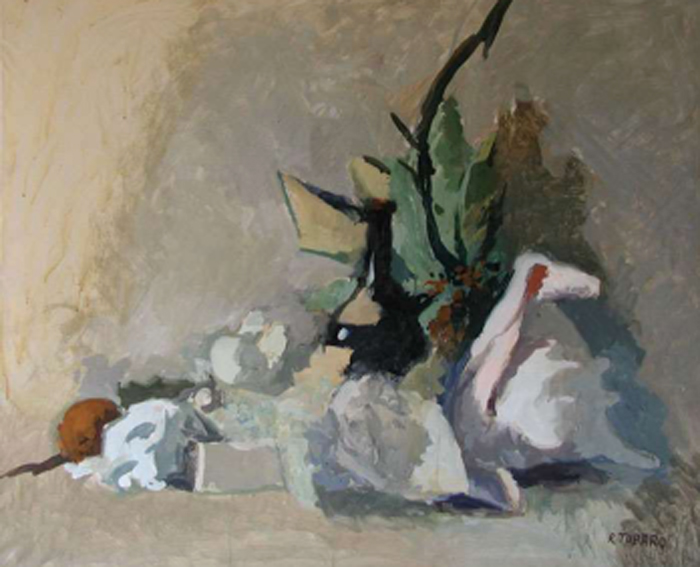 Bottiglia con conchiglia e magnolia