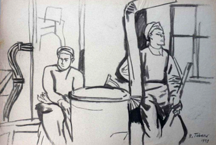 Figure accanto a stufa