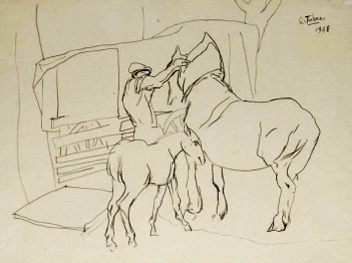 Cavallo, puledro, carro e figura