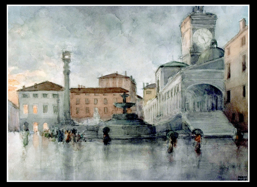 Serata piovosa (Udine, piazza Libertà)