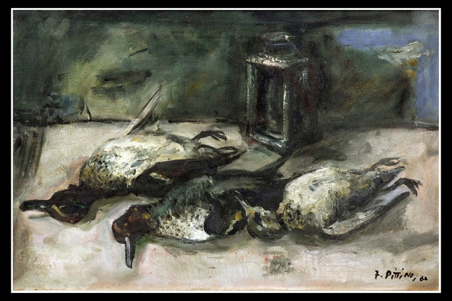 Natura morta con lampada e uccelli, Natura morta