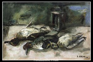 Natura morta con lampada e uccelli, Natura morta