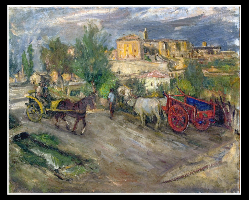 Paesaggio con carri