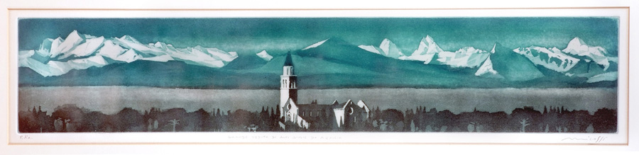 Grande veduta di Alpi Giulie da Aquileia